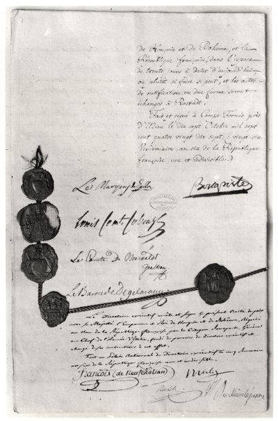 The Treaty of Campo Formio, Signed by Napoleon Bonaparte, 17th October 1797 by French School